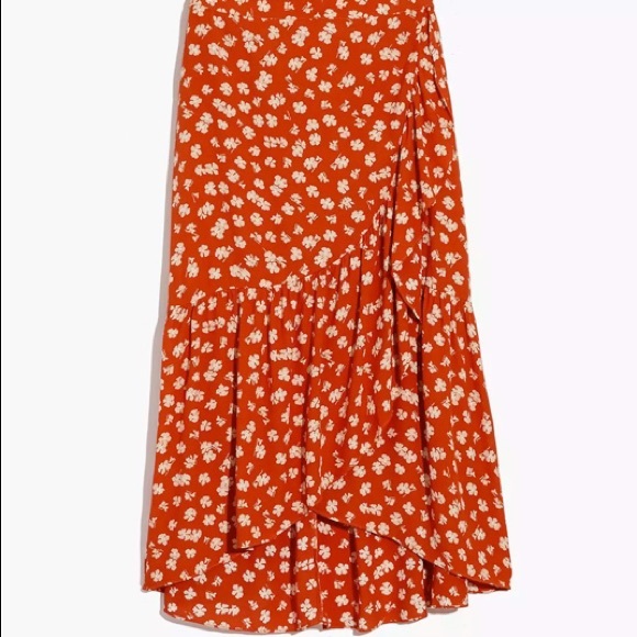 Madewell Ruffle-Wrap Midi Skirt in Happy Hibiscus - Picture 3 of 4